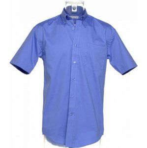 Kustom Kit Pánská prémiová oxford košile s krátkým rukávem v klasickém střihu Barva: Modrá střední, Velikost: 43 (17) K109