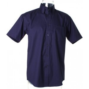Kustom Kit Pánská prémiová oxford košile s krátkým rukávem v klasickém střihu Barva: modrá námořní, Velikost: 47 (XXL/18H) K109