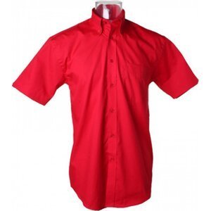 Kustom Kit Pánská prémiová oxford košile s krátkým rukávem v klasickém střihu Barva: Červená, Velikost: 37 (S/14H) K109