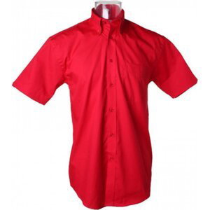 Kustom Kit Pánská prémiová oxford košile s krátkým rukávem v klasickém střihu Barva: Červená, Velikost: 38 (15) K109