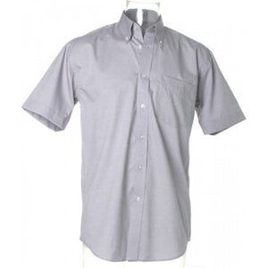 Kustom Kit Pánská prémiová oxford košile s krátkým rukávem v klasickém střihu Barva: stříbrná šedá, Velikost: 37 (S/14H) K109
