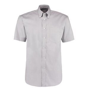 Kustom Kit Pánská prémiová oxford košile s krátkým rukávem v klasickém střihu Barva: stříbrná šedá, Velikost: 44 (XL/17H) K109