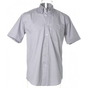 Kustom Kit Pánská prémiová oxford košile s krátkým rukávem v klasickém střihu Barva: stříbrná šedá, Velikost: 47 (XXL/18H) K109