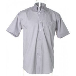 Kustom Kit Pánská prémiová oxford košile s krátkým rukávem v klasickém střihu Barva: stříbrná šedá, Velikost: 53/54 (5XL/21) K109
