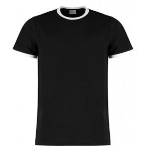Kustom Kit Rovně střižené pánské tričko s kontrastními proužky na rukávem Barva: černá - bílá, Velikost: XS K508