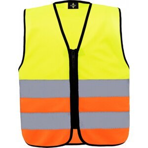Korntex Dětská reflexní bezpečnostní vesta Aalborg na zip Barva: žlutá výstražná - oranžová výstražná, Velikost: S (7-12 let) KX201