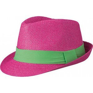 Myrtle beach Polstrovaný klobouk ve Street stylu s páskou na potisk či výšivku Barva: růžová fuchsiová - zelená limetka zelená, Velikost: L/XL (58 cm) MB6564