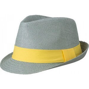 Myrtle beach Polstrovaný klobouk ve Street stylu s páskou na potisk či výšivku Barva: šedá světlá - žlutá, Velikost: L/XL (58 cm) MB6564