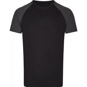 Zúžené baseballové tričko Miners Mater s krátkým kontrastním rukávem Barva: černo - černý melír, Velikost: 3XL MY110