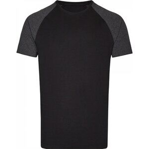 Zúžené baseballové tričko Miners Mater s krátkým kontrastním rukávem Barva: černo - černý melír, Velikost: XL MY110