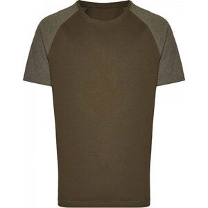Zúžené baseballové tričko Miners Mater s krátkým kontrastním rukávem Barva: olivová - olivová melír, Velikost: L MY110