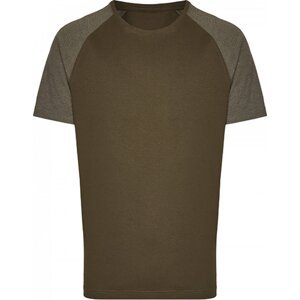 Zúžené baseballové tričko Miners Mater s krátkým kontrastním rukávem Barva: olivová - olivová melír, Velikost: M MY110