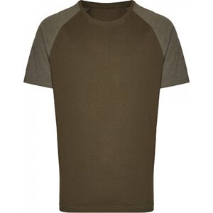 Zúžené baseballové tričko Miners Mater s krátkým kontrastním rukávem Barva: olivová - olivová melír, Velikost: XL MY110