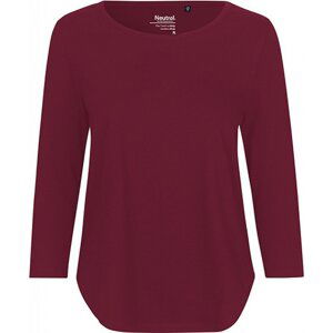 Dámské organické tričko Neutral se  3/4  rukávky 155 g/m Barva: Červená vínová, Velikost: XL NE81006