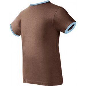 Nath Bavlněné přiléhavé slim-fit tričko Boston s kontrasními lemy 165 g/m Barva: hnědá - modrá nebeská, Velikost: S NH351