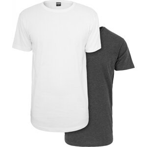 Prodloužené triko Urban Classics 2ks v balení Barva: bílá, šedá uhlová, Velikost: XS