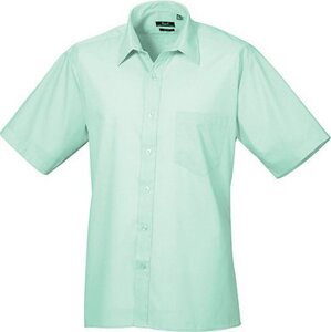 Pánská popelínová pracovní košile Premier Workwear s krátkým rukávem Barva: modrá blankytná, Velikost: 47 (18H) PW202