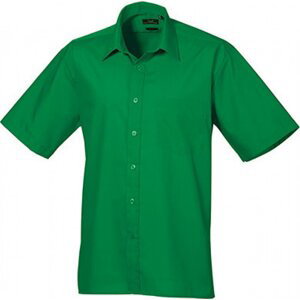 Pánská popelínová pracovní košile Premier Workwear s krátkým rukávem Barva: Zelená emeraldová, Velikost: 42 (16H) PW202