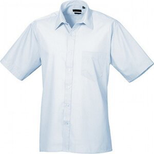 Pánská popelínová pracovní košile Premier Workwear s krátkým rukávem Barva: modrá světlá, Velikost: 47 (18H) PW202