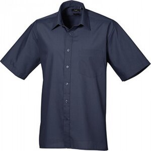 Pánská popelínová pracovní košile Premier Workwear s krátkým rukávem Barva: modrá námořní, Velikost: 42 (16H) PW202