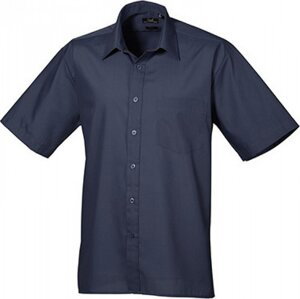 Pánská popelínová pracovní košile Premier Workwear s krátkým rukávem Barva: modrá námořní, Velikost: 44,5 (17H) PW202