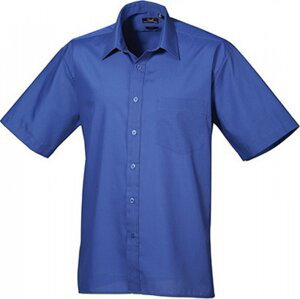 Pánská popelínová pracovní košile Premier Workwear s krátkým rukávem Barva: modrá královská, Velikost: 47 (18H) PW202