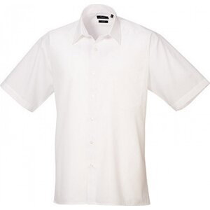Pánská popelínová pracovní košile Premier Workwear s krátkým rukávem Barva: Bílá, Velikost: 44,5 (17H) PW202