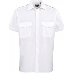 Premier Workwear Pánská košile Pilot s krátkým rukávem a dvěma náprsními kapsami Barva: Bílá, Velikost: S PW212