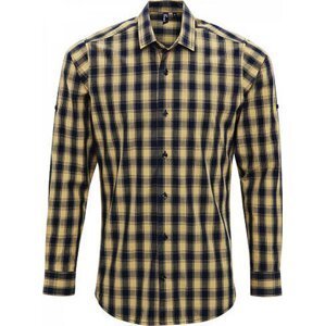 Premier Workwear Pánská kostkovaná košile Mulligan s dlouhým rukávem Barva: Camel (ca. Pantone 132)-Navy, Velikost: L PW250