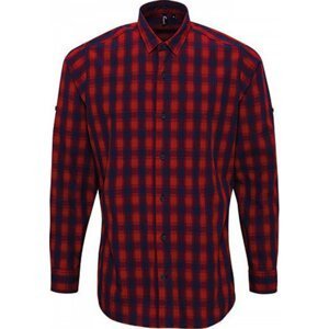Premier Workwear Pánská kostkovaná košile Mulligan s dlouhým rukávem Barva: červená - modrá námořní, Velikost: 3XL PW250