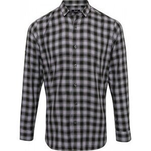 Premier Workwear Pánská kostkovaná košile Mulligan s dlouhým rukávem Barva: modrá ocelová - černá, Velikost: L PW250