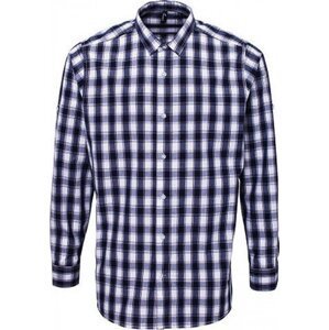 Premier Workwear Pánská kostkovaná košile Mulligan s dlouhým rukávem Barva: bílá - modrá námořní, Velikost: L PW250