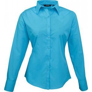 Premier Workwear Dámská popelínová košile s dlouhým rukávem Barva: modrá tyrkysová, Velikost: 46 (18) PW300