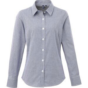 Premier Workwear Dámská popelínová košile Gingham s drobným kostkovaným vzorem Barva: modrá námořní - bílá, Velikost: S PW320