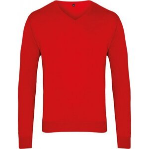 Premier Workwear Pánský pletený svetr s výstřihem do véčka Barva: Červená, Velikost: XXL PW694
