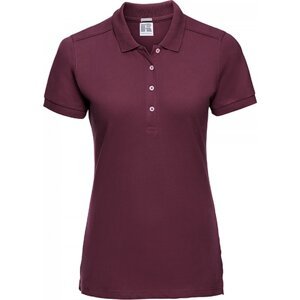 Prodloužené dámské strečové polo tričko Russell s rozparky Barva: Červená vínová, Velikost: S Z566F