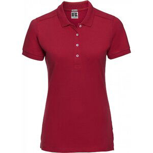 Prodloužené dámské strečové polo tričko Russell s rozparky Barva: červená klasická, Velikost: S Z566F