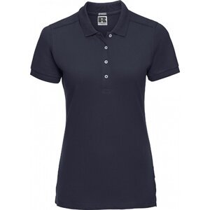 Prodloužené dámské strečové polo tričko Russell s rozparky Barva: modrá námořní, Velikost: M Z566F