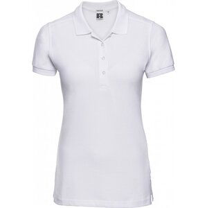 Prodloužené dámské strečové polo tričko Russell s rozparky Barva: Bílá, Velikost: L Z566F