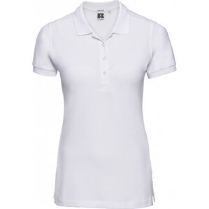 Prodloužené dámské strečové polo tričko Russell s rozparky Barva: Bílá, Velikost: XL Z566F