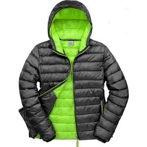 Result Kontrastní pánská bunda Snow Bird s nastavitelnou kapucí Barva: černá - zelená limetka, Velikost: 3XL RT194M