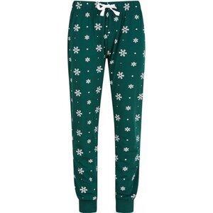 SF Women Pohodlné dámské pyžamové kalhoty na doma s proužky / hvězdičkami Barva: Bottle-White Snowflakes, Velikost: M SF085