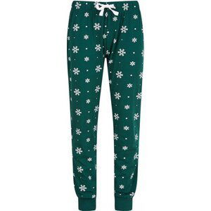 SF Women Pohodlné dámské pyžamové kalhoty na doma s proužky / hvězdičkami Barva: Bottle-White Snowflakes, Velikost: XL SF085