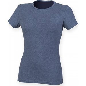 SF Women Dámské mírně prodloužené strečové triko Skin Fit s elastanem 165 g/m Barva: modrý námořní melír, Velikost: XL SF121