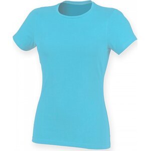 SF Women Dámské mírně prodloužené strečové triko Skin Fit s elastanem 165 g/m Barva: modrá azurová, Velikost: XXL SF121