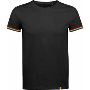 Sol's Pánské tričko Rainbow s kontrastními lemy na rukávech Barva: černá - barevná, Velikost: M L03108
