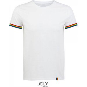 Sol's Pánské tričko Rainbow s kontrastními lemy na rukávech Barva: bílá - barevná, Velikost: 4XL L03108