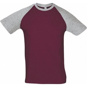 Sol's Pánské tričko Raglan Funky s kontrastními rukávy Barva: červená vínová - šedá melange, Velikost: L L140