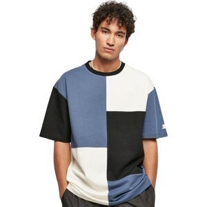 Urban Classics Patchworkové teplé pánské triko v oversize střihu 240 g/m Barva: modrá - černá, Velikost: M
