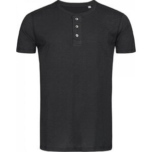 Stedman® Lehké pánské bavlněné triko Shawn Henley s knoflíčky 140 g/m Barva: Černá, Velikost: XL S9430